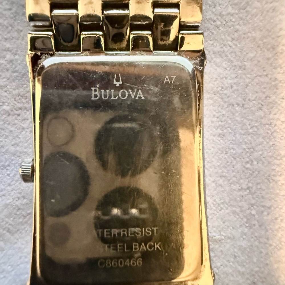 Bulova Silver A7 diamond accent Rectangular Watch. - image 4